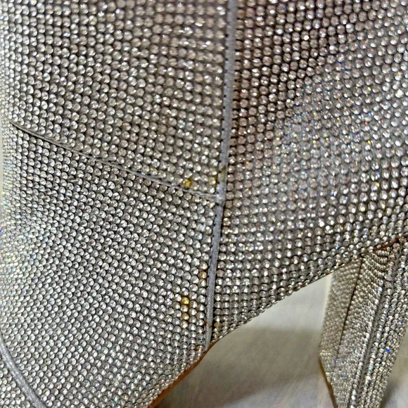 Steve Madden Elysia Sparkling Rhinestone Silver Stiletto Heel Booties 6M - Picture 7 of 8